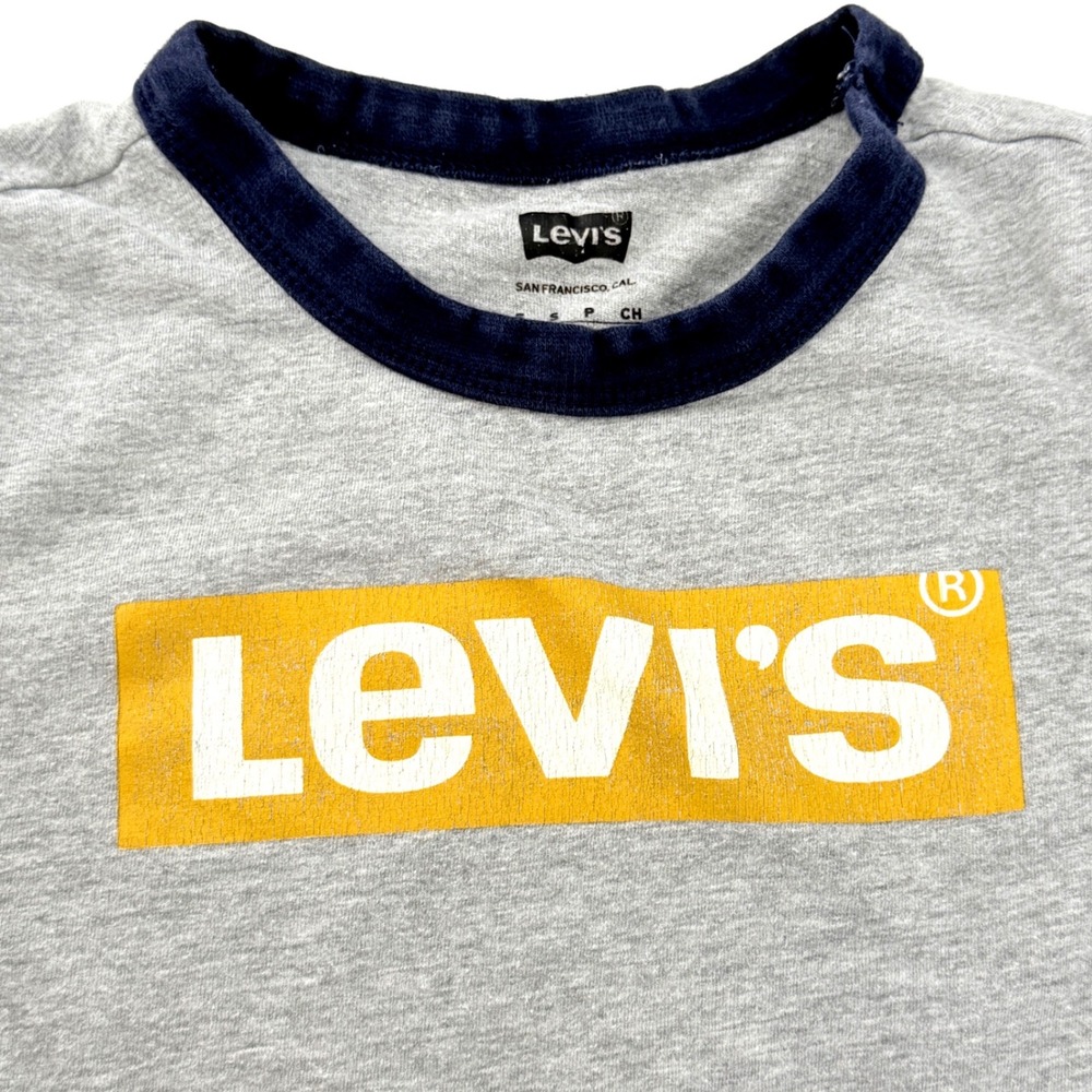 Levis T-Shirt Kids 5 Gray Fair Box Logo Ringer Short Sleeve Tee